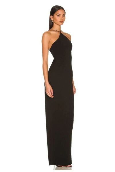 by serkan design Rochie maxi din jerseu de mătase, neagră, elastică