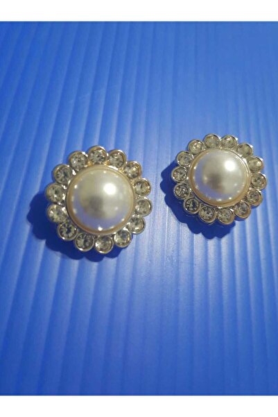 İMREN AKSESUAR Κουμπί με κρυστάλλινη πέτρα και μαργαριτάρι 2 εκ. - 1 πακέτο 4 τεμαχίων