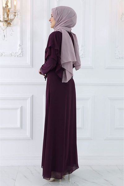 Ayşe Tesettür Plus Size Zeiana Chiffon Hijab Evening Dress