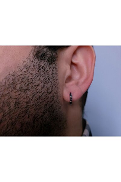 Sirius Pırlanta Erkek Siyah Pırlanta Modern Halka Küpesi