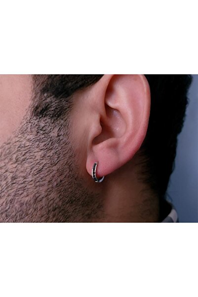 Sirius Pırlanta Erkek Siyah Pırlanta Modern Halka Küpesi