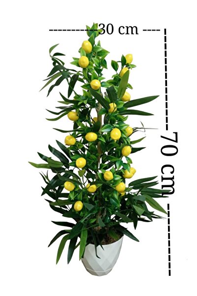 Cennet Home Limon Ağacı 70 cm Beyaz Saksıda Yoğun Yapraklı Yapay Ağaç