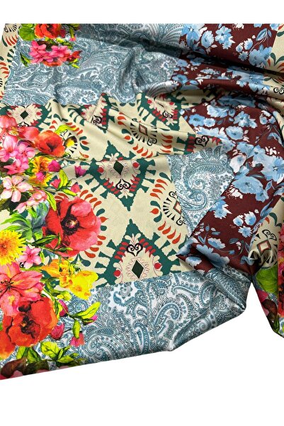 ipekkumaş قماش فستان من الساتان مطبوع رقميًا بنمط زهرة الخشخاش