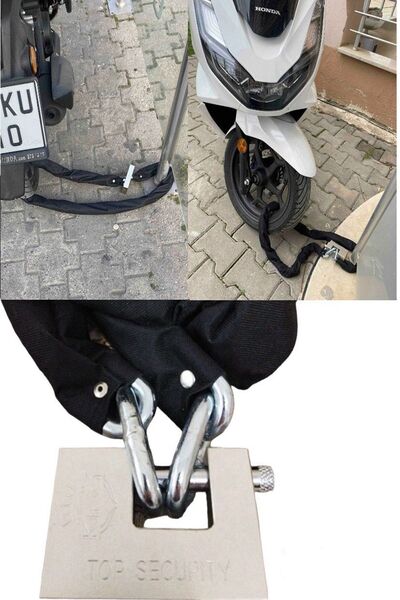 PADRİ motosiklet 1,5 metre 10 mm zincir çelik Koruma Kılıflı kilitli Motosikl...