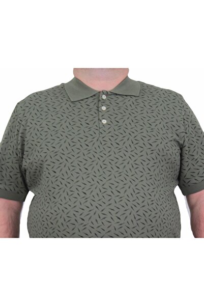 Starbattal Large Size Men's Polo Collar T-Shirt - Leaf 24457 KHAKI