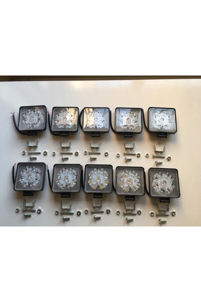 led lamba Led Projektör Off Road Çalışma Sis Lambası Kare 12/24v Ledli 10'lu Set