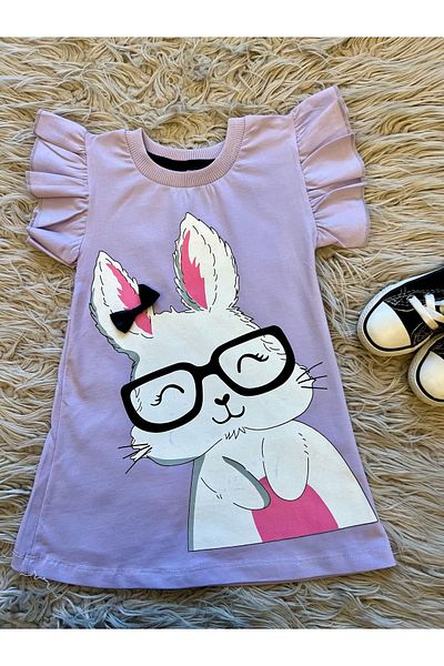 enes baby summer ruffled sleeve rabbit girl dress