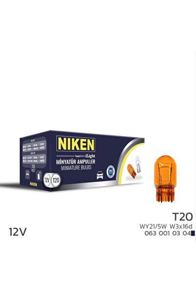 Niken 12V T20 Ampul (WY21/5W) Amber W3X16D 10 LU