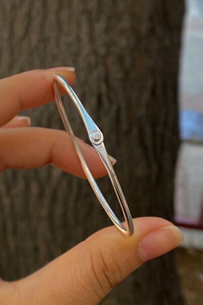 Erer Gümüş Gümüş ortası taşlı lades model erkek kadın bilezik bileklik