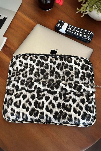BAHELS Husă pentru tabletă pentru laptop cu model leopard negru viral de 13-14 inchi