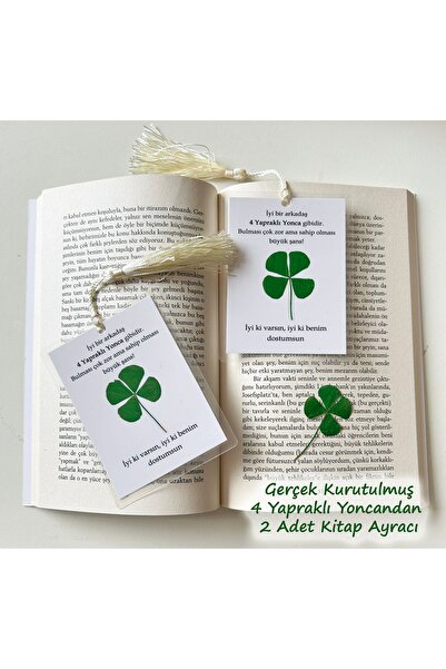 Sunligo Trifoi cu 4 frunze uscate adevărate Prietenia Cei mai buni prieteni 2 bucăți Semn de carte Cadou pentru prieten