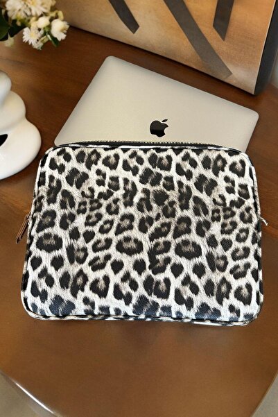 BAHELS Viral Siyah Leopar Desen Laptop Tablet Kılıfı 13-14 inç