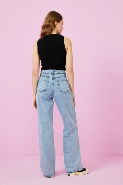 Livik Niloya Kız Çocuk Likralı Süper Yüksek Bel Salaş Paça Kot Pantolon