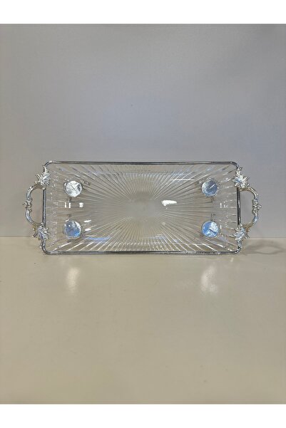 PLUS HOME DİKDÖRTGEN SUNUM TABAĞI KULPLU PİRİNÇ AYAKLI