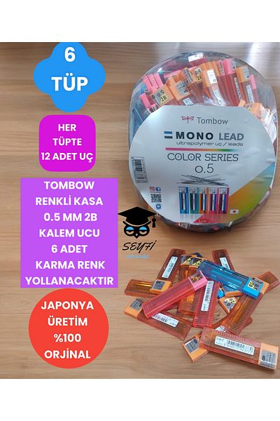 SEYFİKİRTASİYE TOMBOW 0.5 MM 2B Colored Case Pen - 6 Mixed Colors Will Be Used