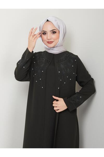 KMKkombin Plus Size Embroidered Mother's Evening Dress