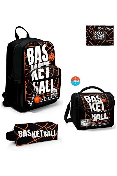 Coral High Basketbol çizgi Desenli 3'lü SET Okul Sırt Çantası