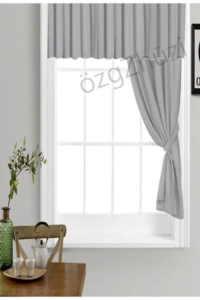 perlina home Kitchen Chic Solid Color Single Wing Background + Farbela Gray (Width X Size)