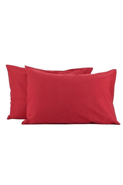 MODELHOME Red Colored Cotton Fabric Covered Pillow Case (2 Pieces) 50 X 70 Cm