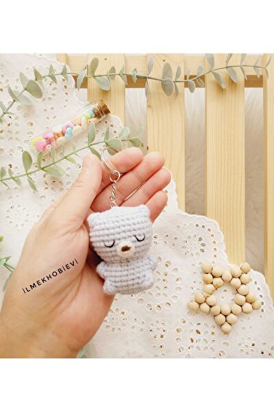 ilmekhobievi Amigurumi Sevimli Uykucu Ayıcık Anahtarlık-Oyuncak Organic 6cm (1 Adet) El Örgüsü