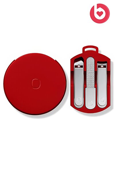 bizimevde Red 3 Piece Manicure and Pedicure Set - With Hanging Macaron Box