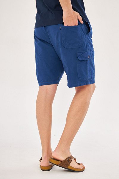 NASIFOĞLU GİYİM Ανδρικό Navy Blue 100% βαμβακερό ελαστικό λινό σορτς μέσης με τσέπες Cargo, χαλαρή εφαρμογή, δροσερό σορτς Capri