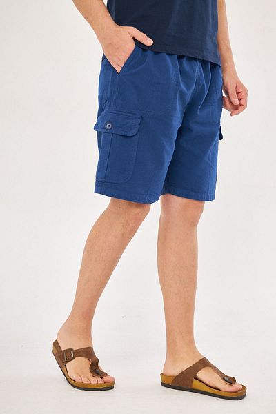 NASIFOĞLU GİYİM Ανδρικό Navy Blue 100% βαμβακερό ελαστικό λινό σορτς μέσης με τσέπες Cargo, χαλαρή εφαρμογή, δροσερό σορτς Capri