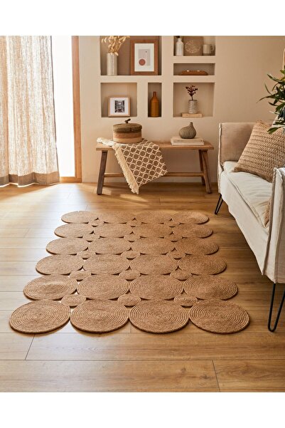 TurQhouse Bambu Dikdörtgen Maise Model Doğal Jüt Kilim