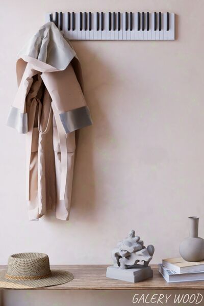 Galery Wood Manyetik Tuşlu Model Dekoratif Ahşap 21 Tuşlu Piyano Elbise Askıl...