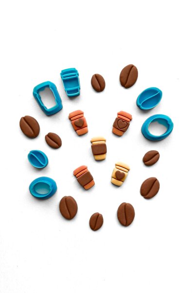 WE3D Kahve Sever Polimer Kil Kalıbı Seramik Hamuru Kalıp Seti 1,5 - 2cm