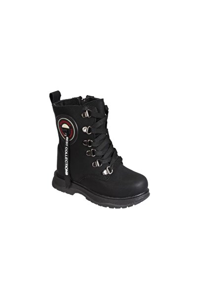 Yaz Kış Ayakkabı حذاء أسود برباط وسحاب بطول 14 سم للفتيات