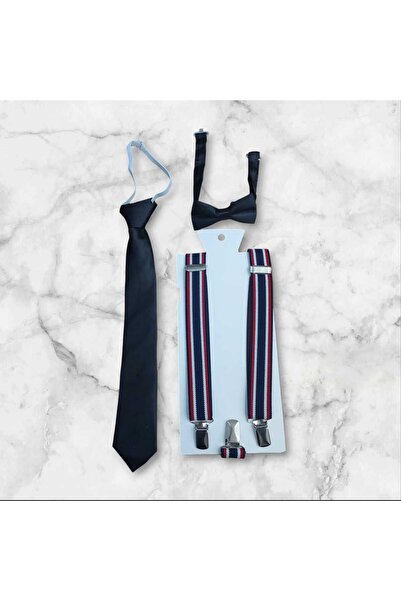 GOLD SWORD Çocuk Papyon Kravat ve Pantalon Askı Seti 0-15 Yaş