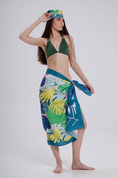 nehir eşarp Colorful Leaf Patterned Pareo - 95x145, No Inner Appearance