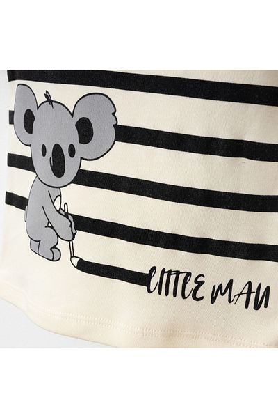Aa Bebek Mouse Printed Striped Little Man Summer Baby Boy Short Sleeve T-Shirt Shorts Bottom-Top 2-Piece Set