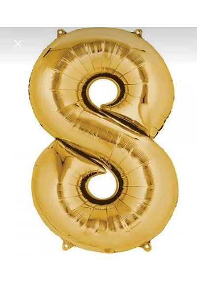 Yogi parti 8 Number Balloon Yellow Gold 40*102 cm Helium Compatible Flying Balloon