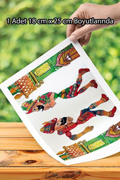 Atölye7Tasarım Ramazan Eğlencesi Hacivat ile Karagöz Yenilebilir Pasta Üstü C...