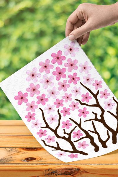 Atölye7Tasarım Edible Cherry Flower Patterned Food and Pastry Decoration - Cookie Sugar Paper