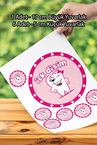 Atölye7Tasarım Diş Buğdayı İlk Dişim Pembe Kız Yenilebilir Pasta Üstü Cupcake...