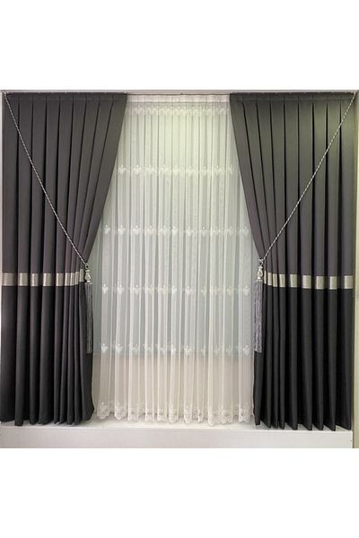 Fon Dünyası Panel Background Curtain Dark Gray Anthracite (Single Wing)