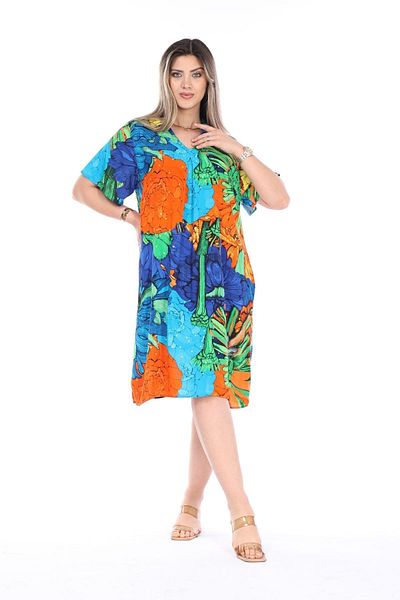 Eceyaman moda COPY - women's pink yellow geometric oversize dress