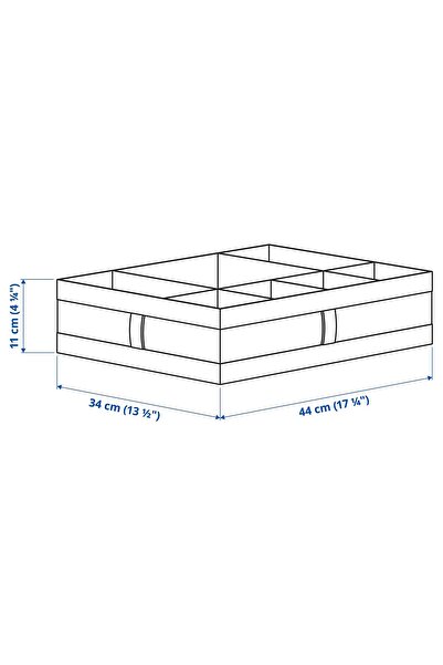 IKEA Organizer Box with 2 Compartments 44X34X11 cm Set of 2 Storage Box Gray-White