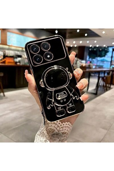 Rivor Xiaomi Poco X6 Pro Kılıf Parlak Kenarlı Altın İşleme Astronot Figürlü S...