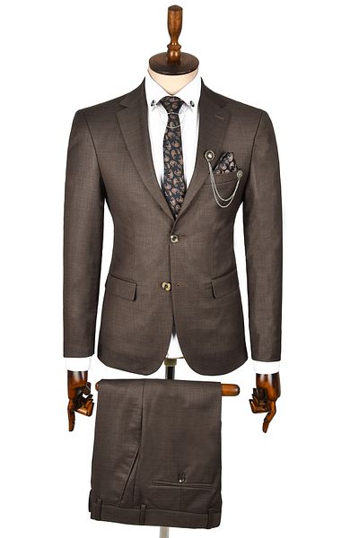 DeepSEA Men's Brown Regular Cut Double Slit 2-Piece Suit -2300375