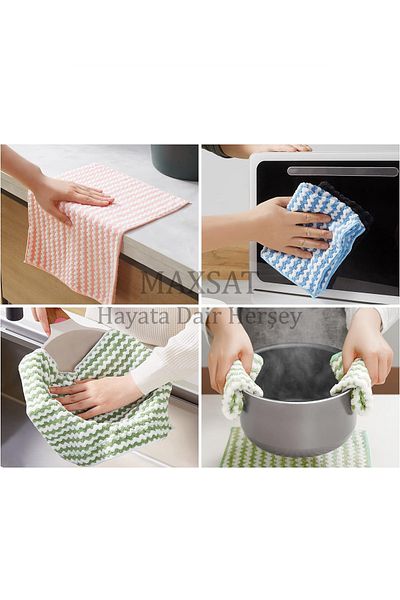 MAXSAT Hayata dair her şey Soft Microfiber Waffle Cloth - 30*30 Cm, Kitchen Cleaning, Stain and Odor Resistant, 6 Pack TYCMXT080624