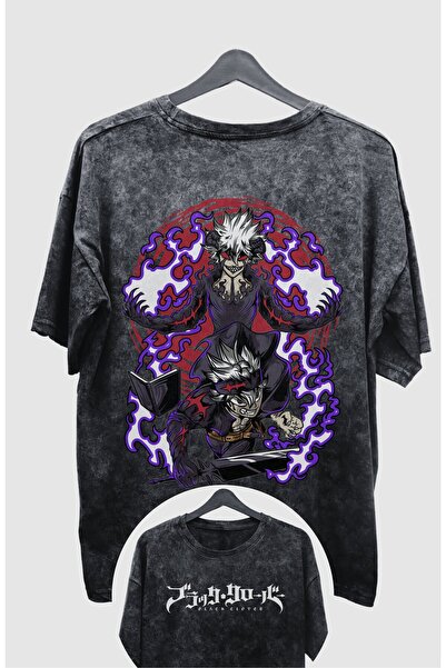 Fuddy Moda Asta V4 Clover Black Oversize kroj T-shirt - Unisex Anime Štampano...