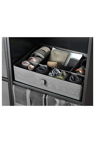 IKEA Organizer Box with 2 Compartments 44X34X11 cm Set of 2 Storage Box Gray-White