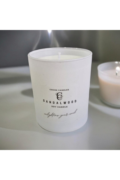 100% Natural Scented Soy Wax Candle in Sandalwood Scented Glass Cup (7cm)