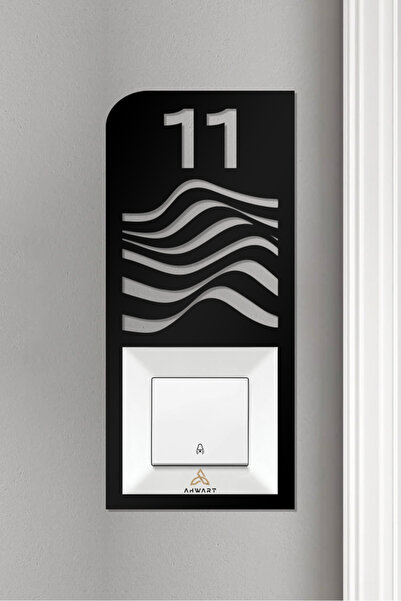 AHWART Cadru decorativ din lemn - Numărul ușii apartamentului, Priză sonerie ...