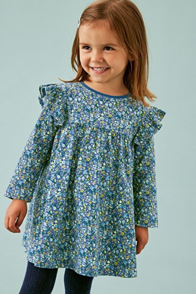 Next Baby New  Navy Blue Floral Long Sleeve Dress