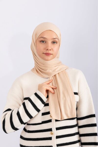 hijabchi Χτενισμένο βαμβακερό σάλι Jersey Shawl - Μπεζ